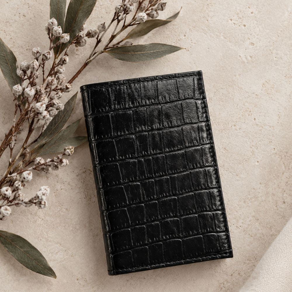 Porta Cartões Feminino Couro Preto Carteira Cloe