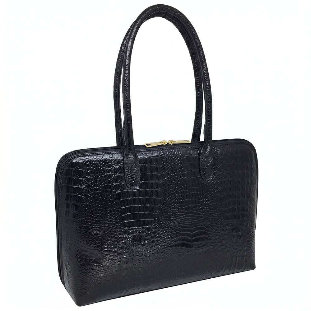 Bolsa Executiva Feminina Couro Preta Notebook Clarice