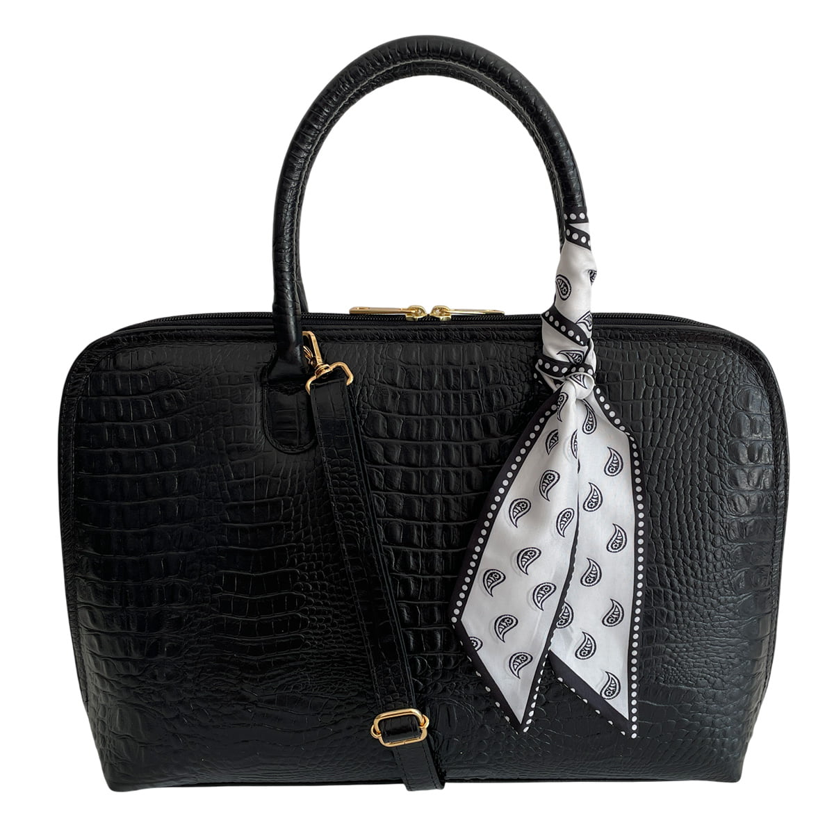 Bolsa Notebook Couro Preta Donna + Lenço Twilly