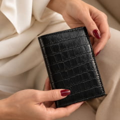 Porta Cartões Feminino Couro Preto Carteira Cloe