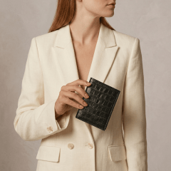 Porta Cartões Feminino Couro Preto Carteira Cloe