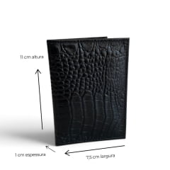 Porta Cartões Feminino Couro Preto Croco Nora