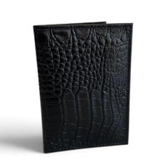 Porta Cartões Feminino Couro Preto Croco Nora Porta Cartões Feminino Couro Preto Croco Nora