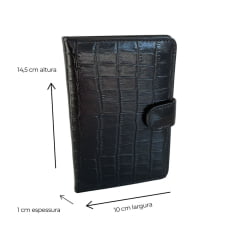 Porta Passaporte Couro Preto Voyage Feminino