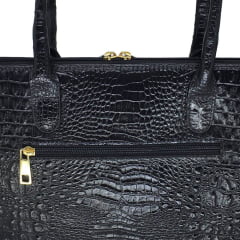 Bolsa Executiva Feminina Couro Preta Notebook Clarice