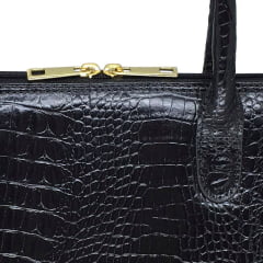 Bolsa Executiva Feminina Couro Preta Notebook Clarice