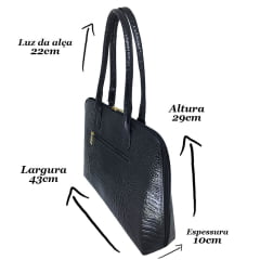 Bolsa Executiva Feminina Couro Preta Notebook Clarice