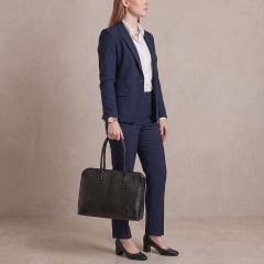 Bolsa Executiva Feminina Couro Preta Notebook Clarice