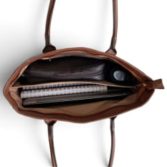 Bolsa Executiva Feminina Notebook Couro Caramelo Donna Tote