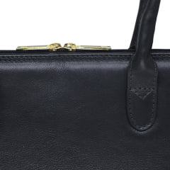 Bolsa Notebook Feminina Couro Preta Clarice | PRÉ-VENDA