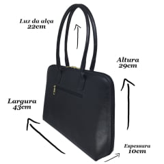 Bolsa Notebook Feminina Couro Preta Clarice | PRÉ-VENDA