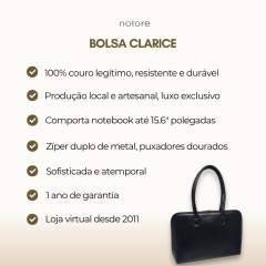 Bolsa Notebook Feminina Couro Preta Clarice