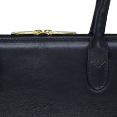 Bolsa Notebook Feminina Couro Preta Clarice