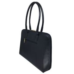 Bolsa Notebook Feminina Couro Preta Clarice