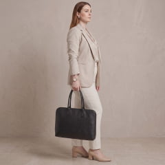 Bolsa Notebook Feminina Couro Preta Clarice