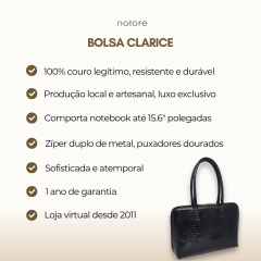 Bolsa Notebook Couro Preta Croco Feminina Clarice