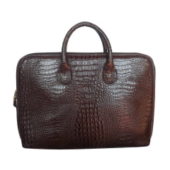 Pasta Notebook Couro Marrom Croco Feminina Ellen | PRÉ-VENDA