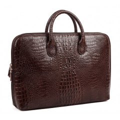 Pasta Notebook Couro Marrom Croco Feminina Ellen | PRÉ-VENDA