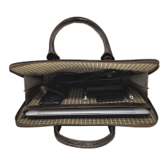Pasta Notebook Couro Marrom Croco Feminina Ellen