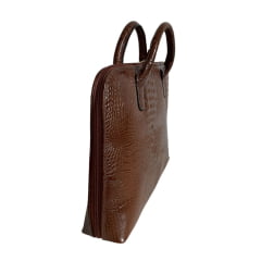 Pasta Notebook Couro Marrom Croco Feminina Ellen