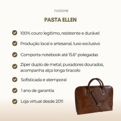 Pasta Notebook Couro Marrom Croco Feminina Ellen