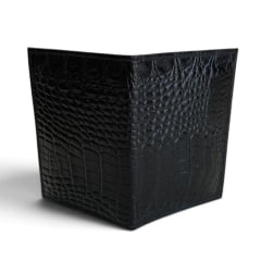 Cinto Couro Preto Croco Reversível e Porta Cartões Feminino