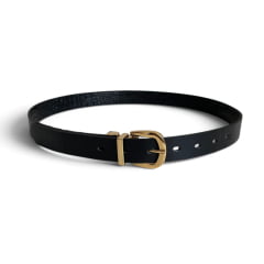 Cinto Couro Preto Croco Reversível e Porta Cartões Feminino