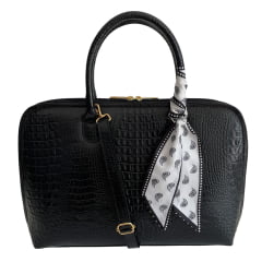 Bolsa Notebook Couro Preta Donna + Lenço Twilly
