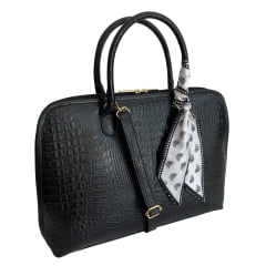 Bolsa Notebook Couro Preta Donna + Lenço Twilly
