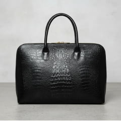 Bolsa Executiva Feminina de Couro Preta Donna