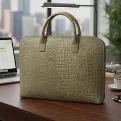 Bolsa Pasta Feminina Couro Notebook Creme Ellen